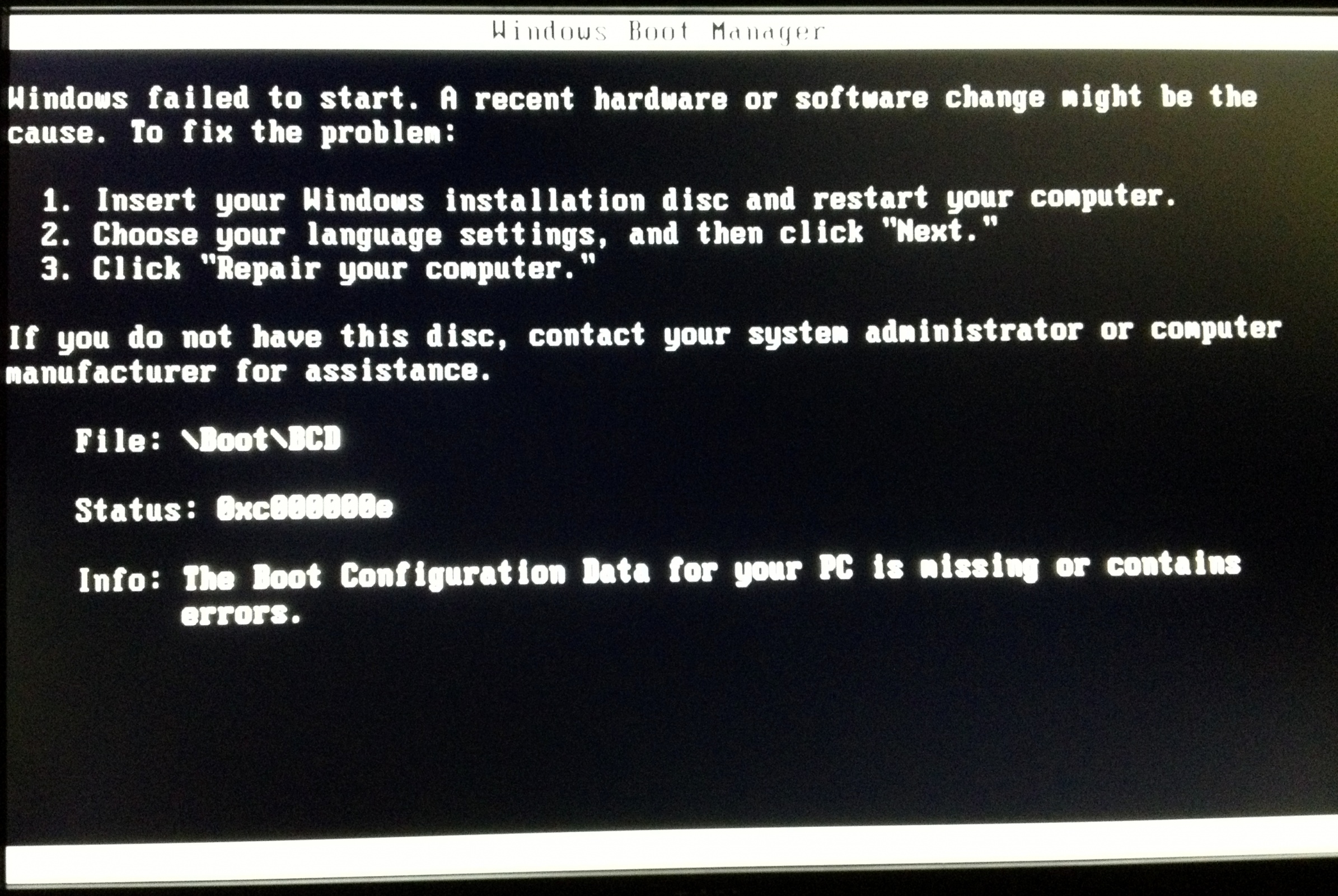 Failed to configure a datasource. Windows boot manager. :\boot\bcd. boot failed при загрузке компьютера. disk boot failure insert system disk and press enter.